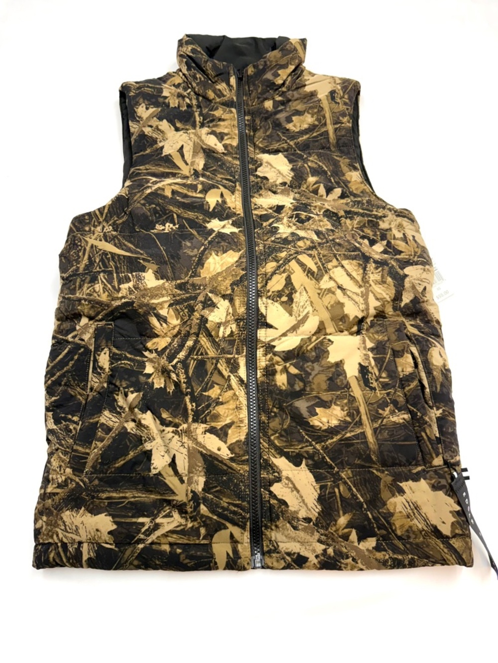 EDGAR + ASH New $55 Mens Green Camo Black Fleece Reversible Sleeveless Vest